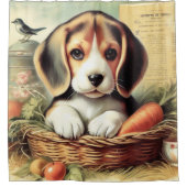 Vintager Niedlicher Beagle Welpe Duschvorhang (Vorderseite)