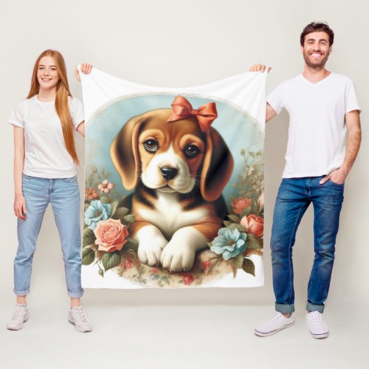 Vintager Niedlicher Beagle Welpe Fleecedecke (Beispiel)