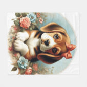Vintager Niedlicher Beagle Welpe Fleecedecke (Vorderseite (Horizontal))
