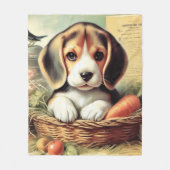 Vintager Niedlicher Beagle Welpe Fleecedecke (Vorderseite)