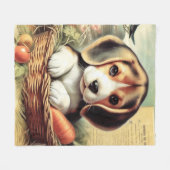 Vintager Niedlicher Beagle Welpe Fleecedecke (Vorderseite (Horizontal))