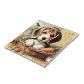 Vintager Niedlicher Beagle Welpe Fliese (Seite)