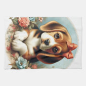 Vintager Niedlicher Beagle Welpe Geschirrtuch (Horizontal)
