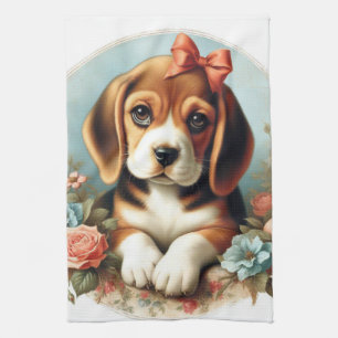 Vintager Niedlicher Beagle Welpe Geschirrtuch