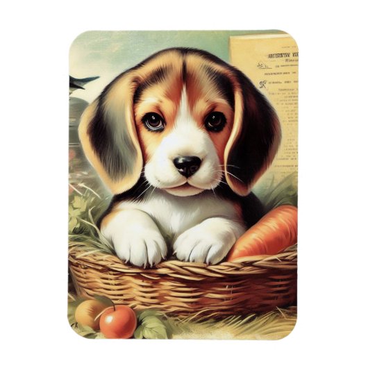 Vintager Niedlicher Beagle Welpe Magnet (Vertikal)