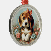 Vintager Niedlicher Beagle Welpe Ornament Aus Metall (Rechts)