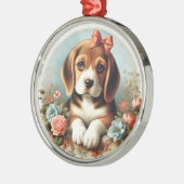 Vintager Niedlicher Beagle Welpe Ornament Aus Metall (Links)