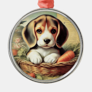 Vintager Niedlicher Beagle Welpe Ornament Aus Metall