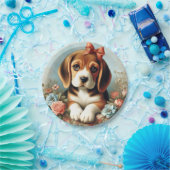 Vintager Niedlicher Beagle Welpe Pappteller (Party)