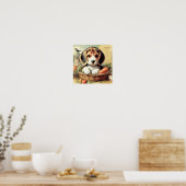 Vintager Niedlicher Beagle Welpe Poster (Küche)