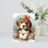 Vintager Niedlicher Beagle Welpe Postkarte (Stehend Vorderseite)