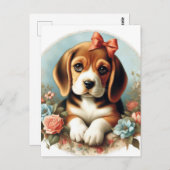 Vintager Niedlicher Beagle Welpe Postkarte (Vorne/Hinten)