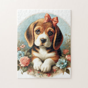 Vintager Niedlicher Beagle Welpe Puzzle