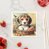 Vintager Niedlicher Beagle Welpe Serviette (Beispiel)