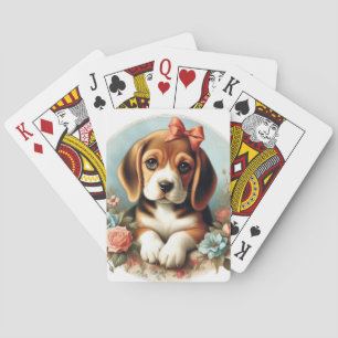 Vintager Niedlicher Beagle Welpe Spielkarten