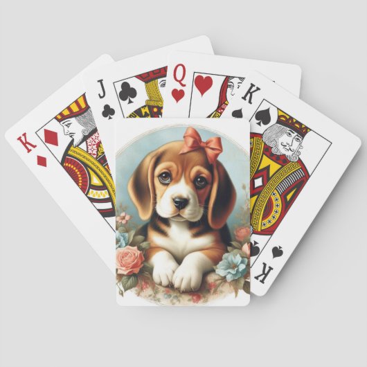 Vintager Niedlicher Beagle Welpe Spielkarten (Rückseite)