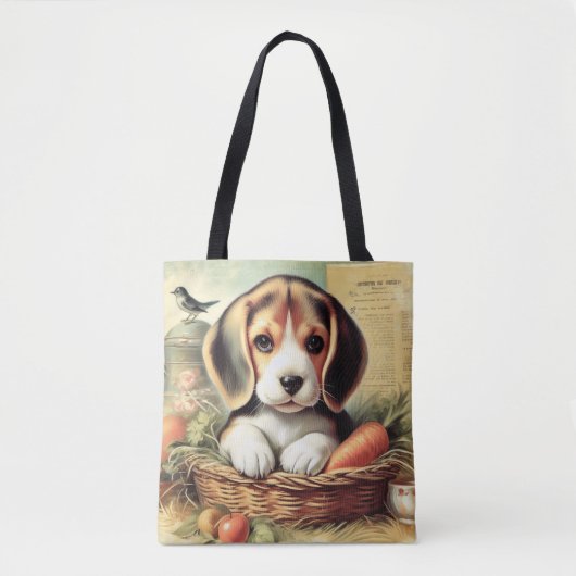 Vintager Niedlicher Beagle Welpe Tasche (Vorderseite)