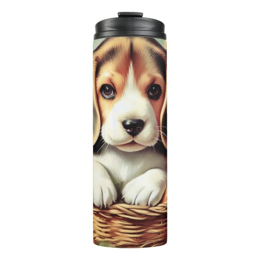 Vintager Niedlicher Beagle Welpe Thermosbecher (Vorderseite)