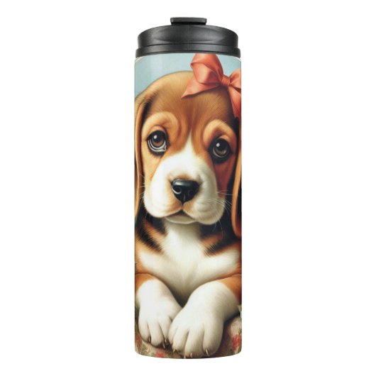 Vintager Niedlicher Beagle Welpe Thermosbecher (Vorderseite)