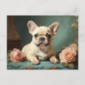 Vintager Niedlicher Bulldog Portrait Doppy Welpe Postkarte (Vorderseite)