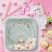 Vintager Niedlicher Bunny Foliage Boy 1. Geburtsta Pappteller (Party)