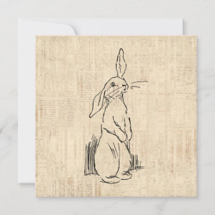 Vintager Niedlicher Bunny Rabbit Kunstschreiber Hi Karte