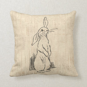 Vintager Niedlicher Bunny Rabbit Kunstschreiber Hi Kissen