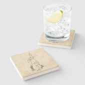 Vintager Niedlicher Bunny Rabbit Kunstschreiber Hi Steinuntersetzer (Seitenansicht)