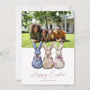 Vintager Niedlicher Coquette Blumenbär Ostern Foto Feiertagskarte