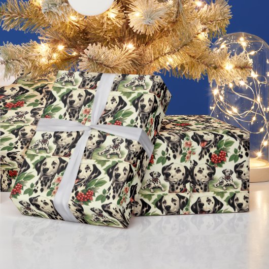 Vintager Niedlicher Dalmatiner Geschenkpapier (Feiertage)