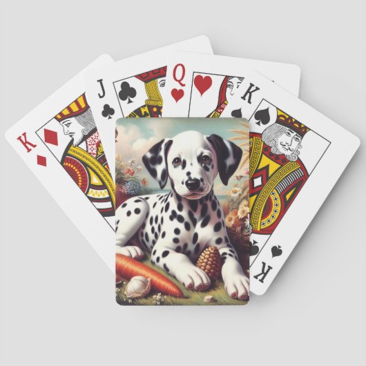 Vintager Niedlicher Dalmatiner Malerei Spielkarten (Rückseite)