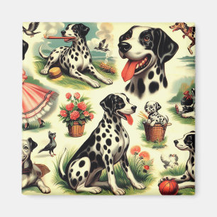 Vintager Niedlicher Dalmatiner Nahtlos Magnet