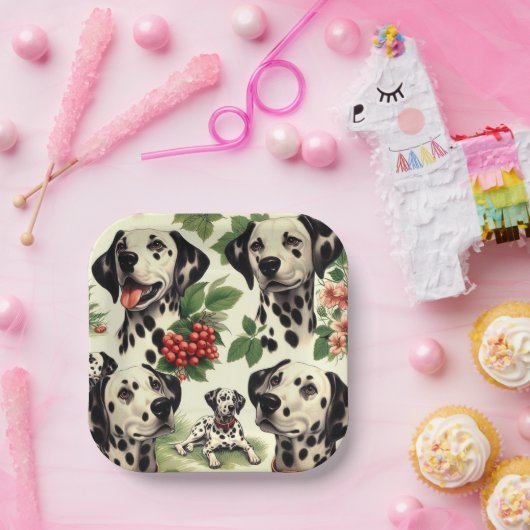 Vintager Niedlicher Dalmatiner Pappteller (Party)