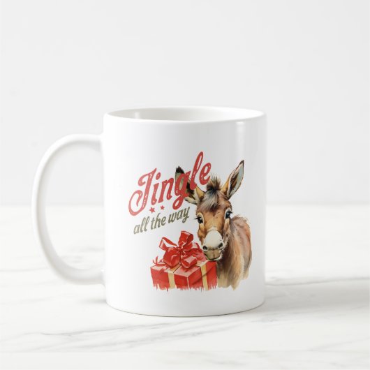 Vintager niedlicher Esel-Jingle bis Weihnachten Kaffeetasse (Links)