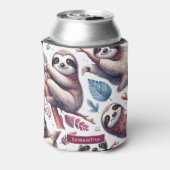 Vintager Niedlicher Faultier Nahtlose Wasserfarbe Dosenkühler (Kanne Rückseite)