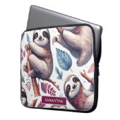 Vintager Niedlicher Faultier Nahtlose Wasserfarbe Laptopschutzhülle (Vorderseite Links)