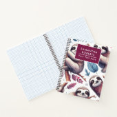 Vintager Niedlicher Faultier Nahtlose Wasserfarbe Notizblock (Innenseite)