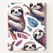 Vintager Niedlicher Faultier Nahtlose Wasserfarbe Notizblock (Rückseite)