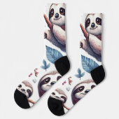 Vintager Niedlicher Faultier Nahtlose Wasserfarbe Socken (Linkes Detail)