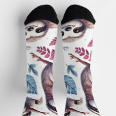 Vintager Niedlicher Faultier Nahtlose Wasserfarbe Socken (Oben)