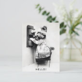 Vintager Niedlicher Hund Hallo Grüße Postkarte (Stehend Vorderseite)