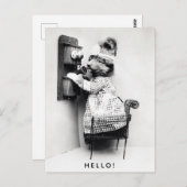 Vintager Niedlicher Hund Hallo Grüße Postkarte (Vorne/Hinten)