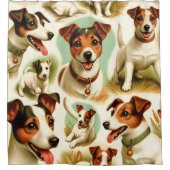 Vintager Niedlicher Jack Russell Terrier Duschvorhang (Vorderseite)