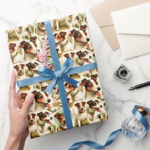 Vintager Niedlicher Jack Russell Terrier Geschenkpapier