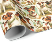 Vintager Niedlicher Jack Russell Terrier Geschenkpapier (Rolleneckpunkt)