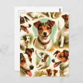 Vintager Niedlicher Jack Russell Terrier Postkarte (Vorne/Hinten)
