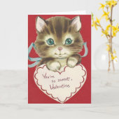 Vintager Niedlicher Kitten Valentinstag Karte (Gelbe Blume)