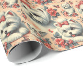 Vintager Niedlicher maltesischer Hund Geschenkpapier (Rolleneckpunkt)
