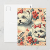 Vintager Niedlicher maltesischer Hund Postkarte (Vorne/Hinten)