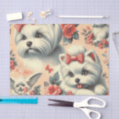 Vintager Niedlicher maltesischer Hund Seidenpapier (Handwerk)